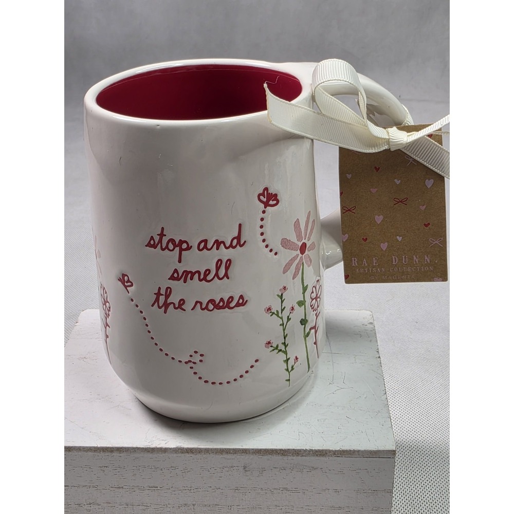 LET LOVE BLOOM Valentine's RAE DUNN Artisan Ceramic Coffee  New Unused With Tag!